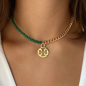 Green Tory Burch Charm Necklace